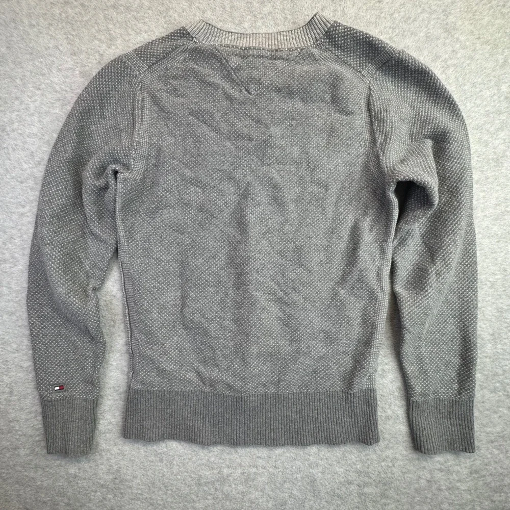 Tommy Hilfiger Mens Textured Crewneck Sweater XS Gray Cotton‎ Preppy